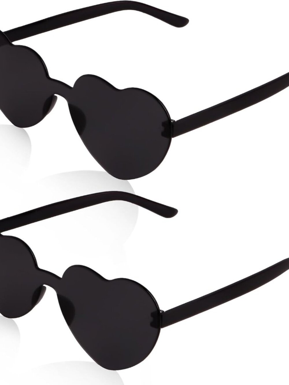 Lightweight Rimless Heart Sunglasses - Stylish Retro Gift for Adults 2 Pack